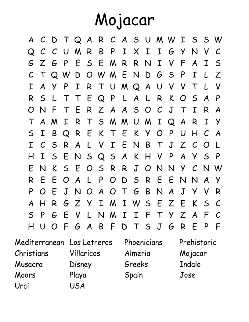 Mojacar Word Search