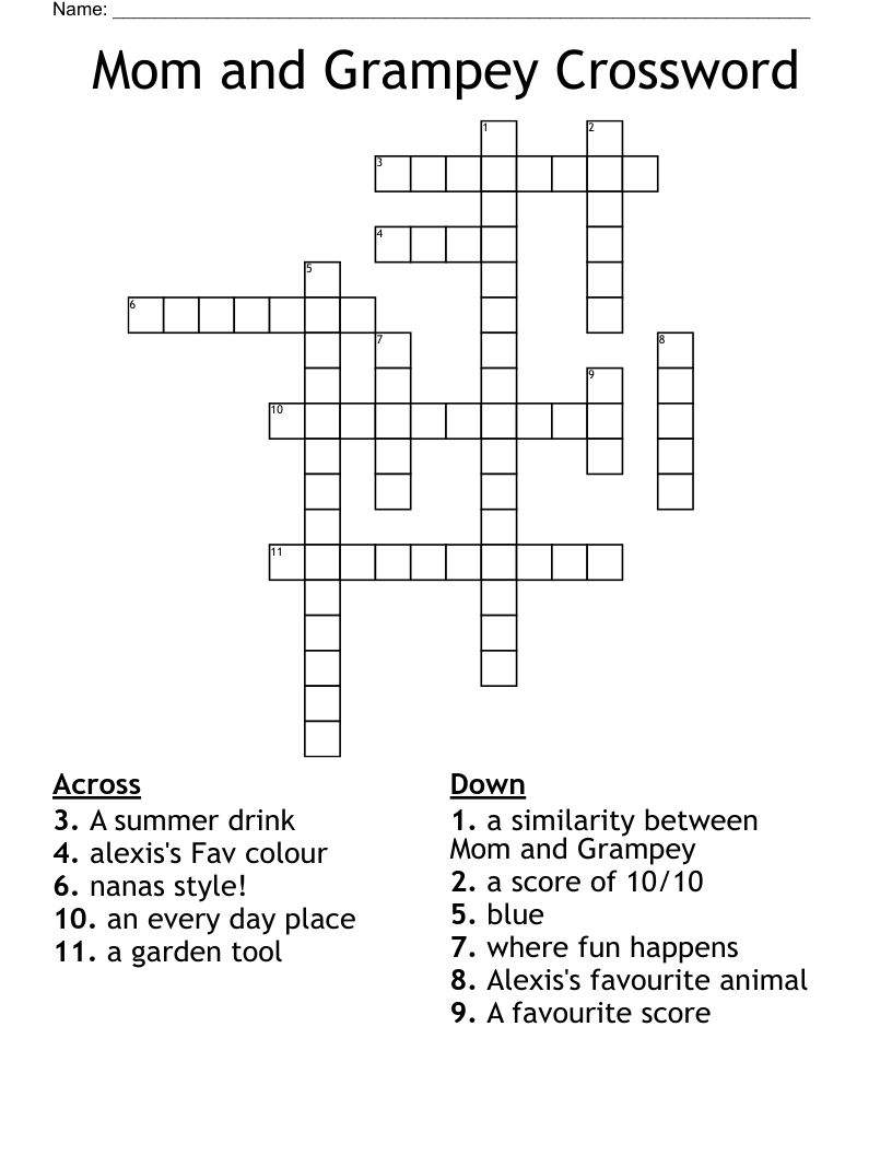 Mom and Grampey Crossword