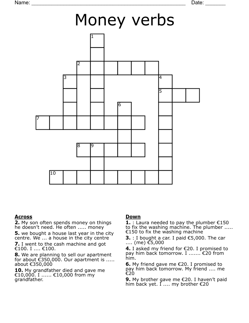 Money verbs Crossword