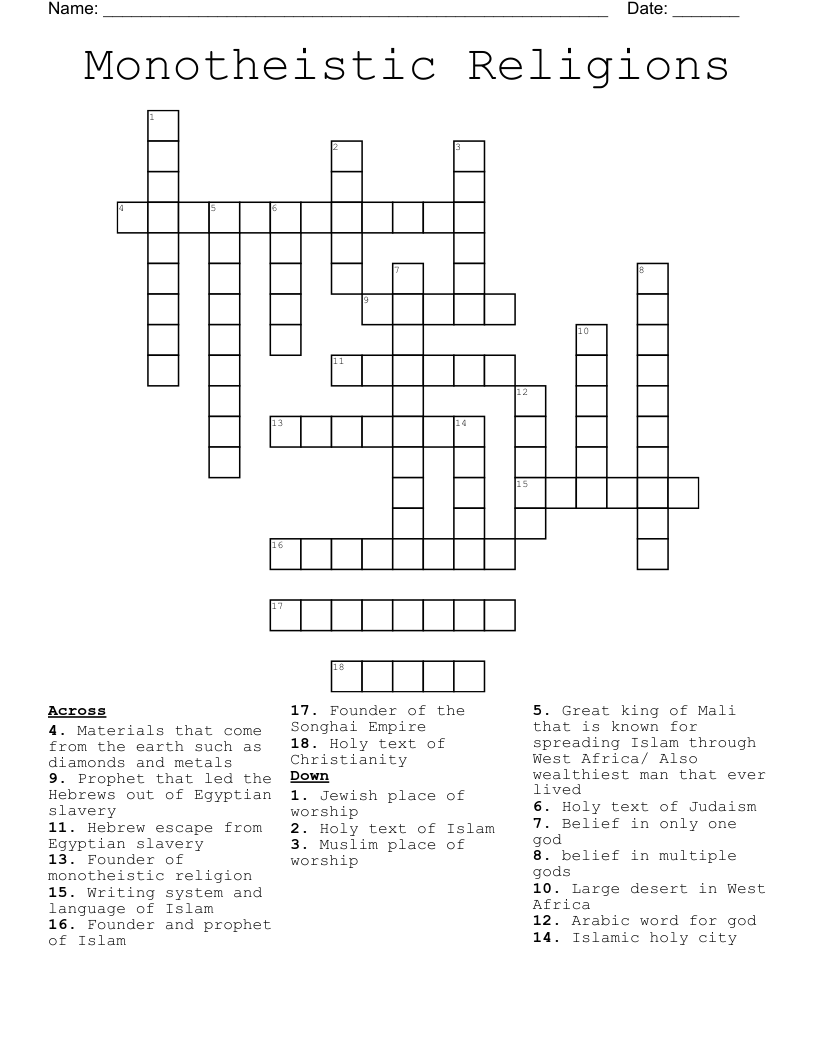 Major World Religions Word Search WordMint