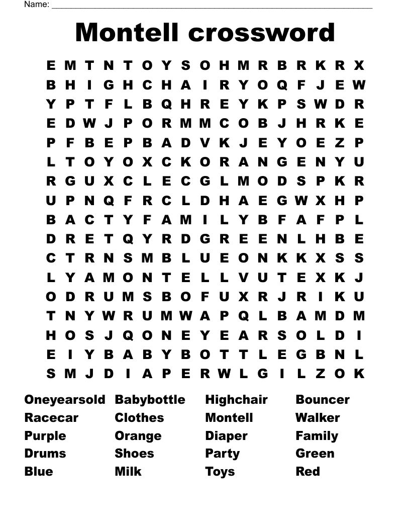 Montell crossword Word Search