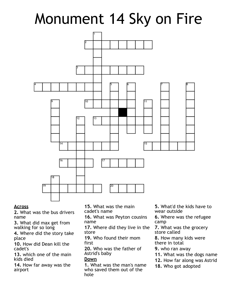 Monument 14 Sky on Fire Crossword WordMint