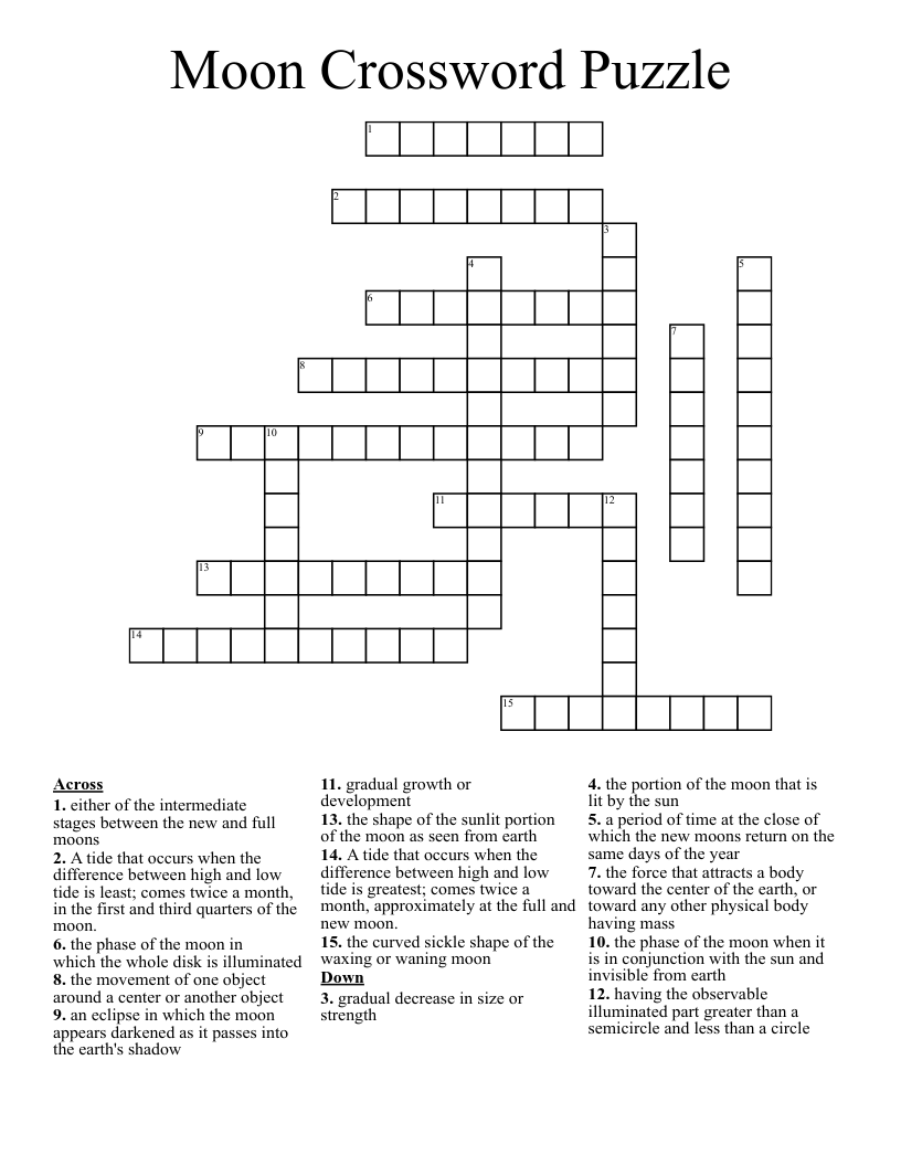 Moon Crossword Puzzle WordMint