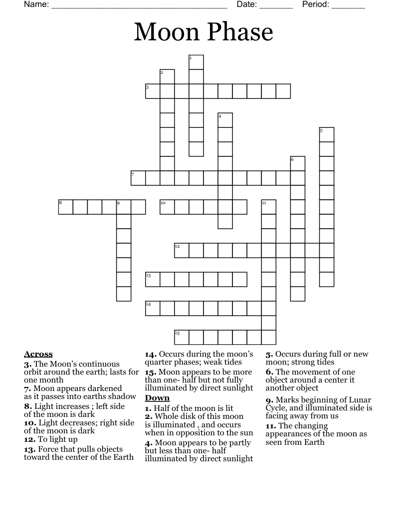Moon Phase Crossword WordMint
