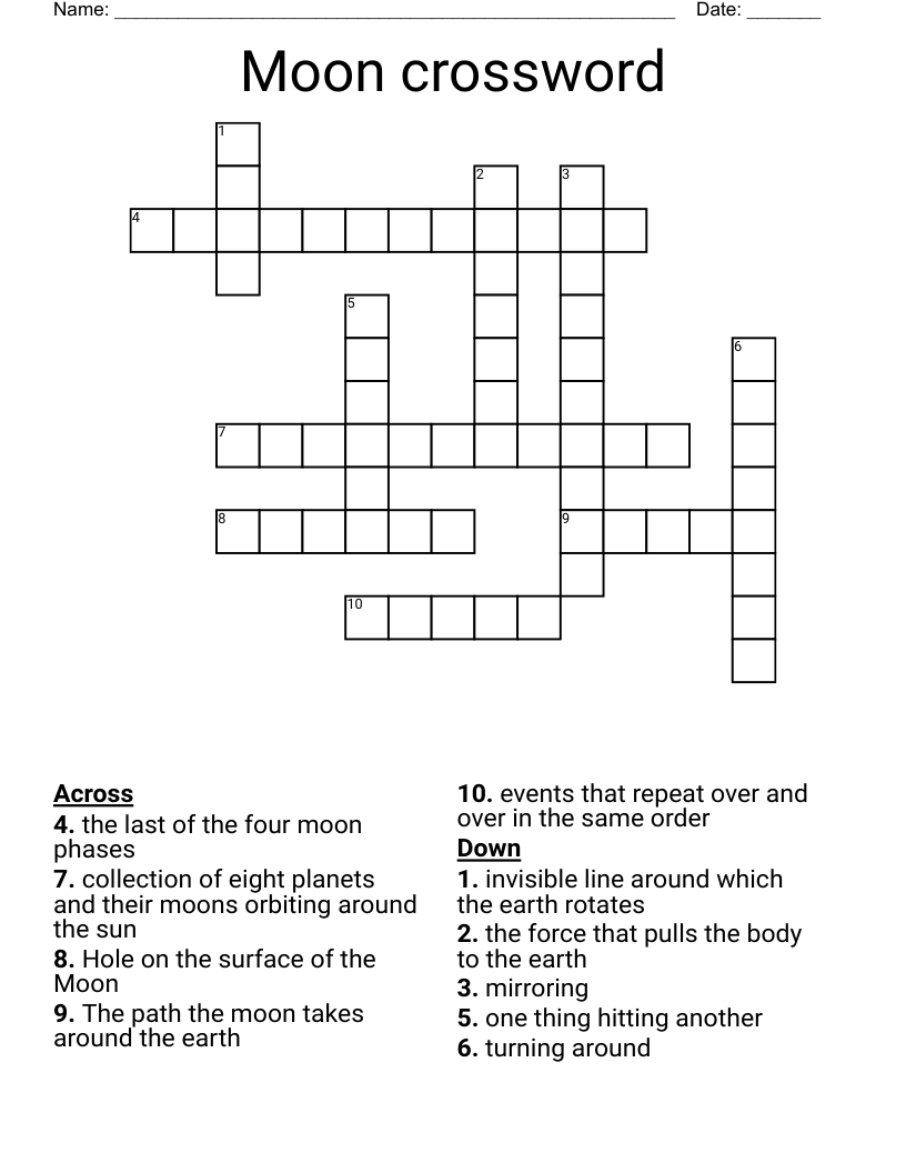 Moon Crossword WordMint