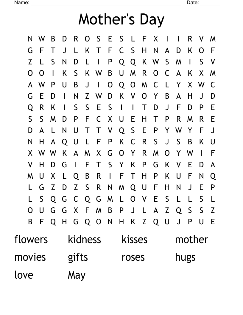 Mother's Day Word Search