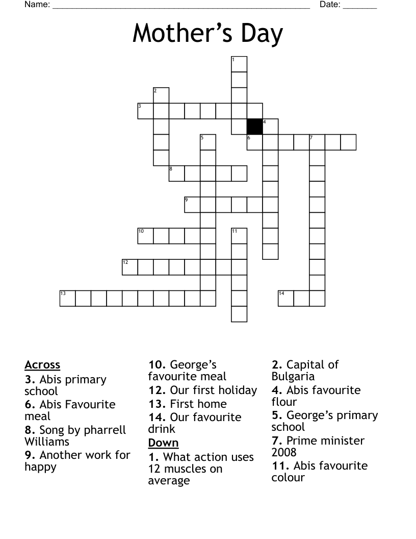 Mother’s Day  Crossword