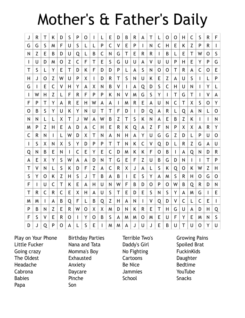 Mother's & Father's Daily Word Search