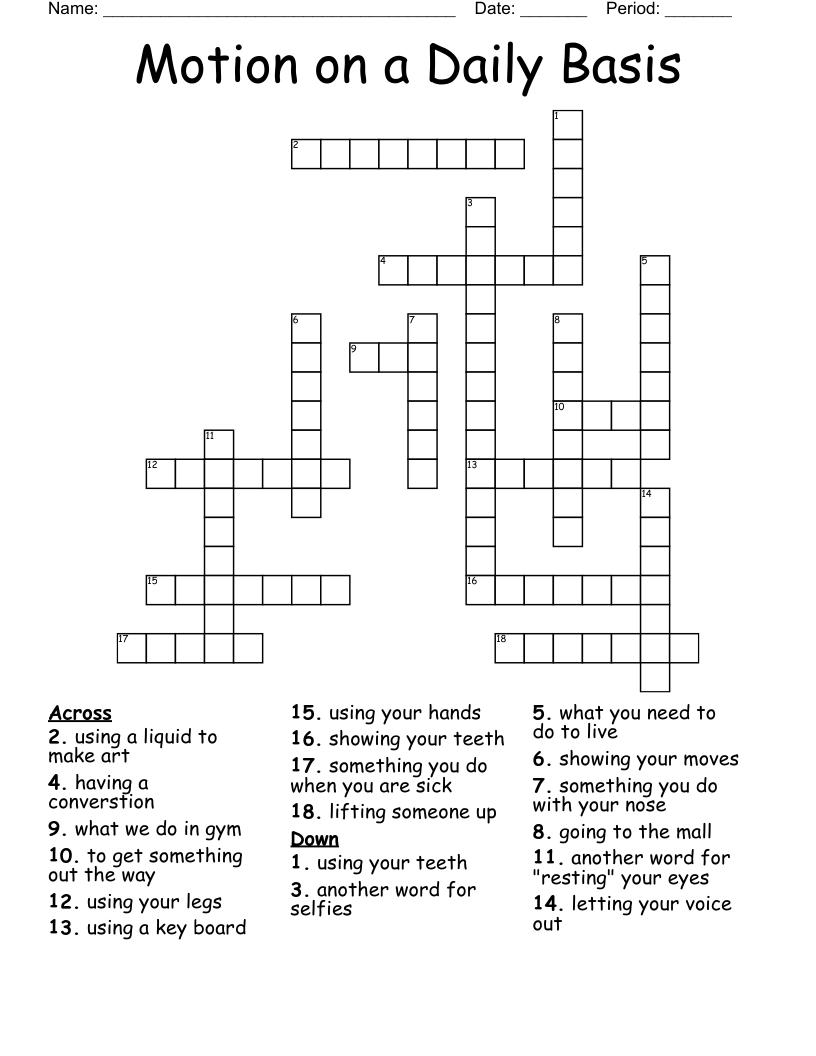 Motion on a Daily Basis Crossword