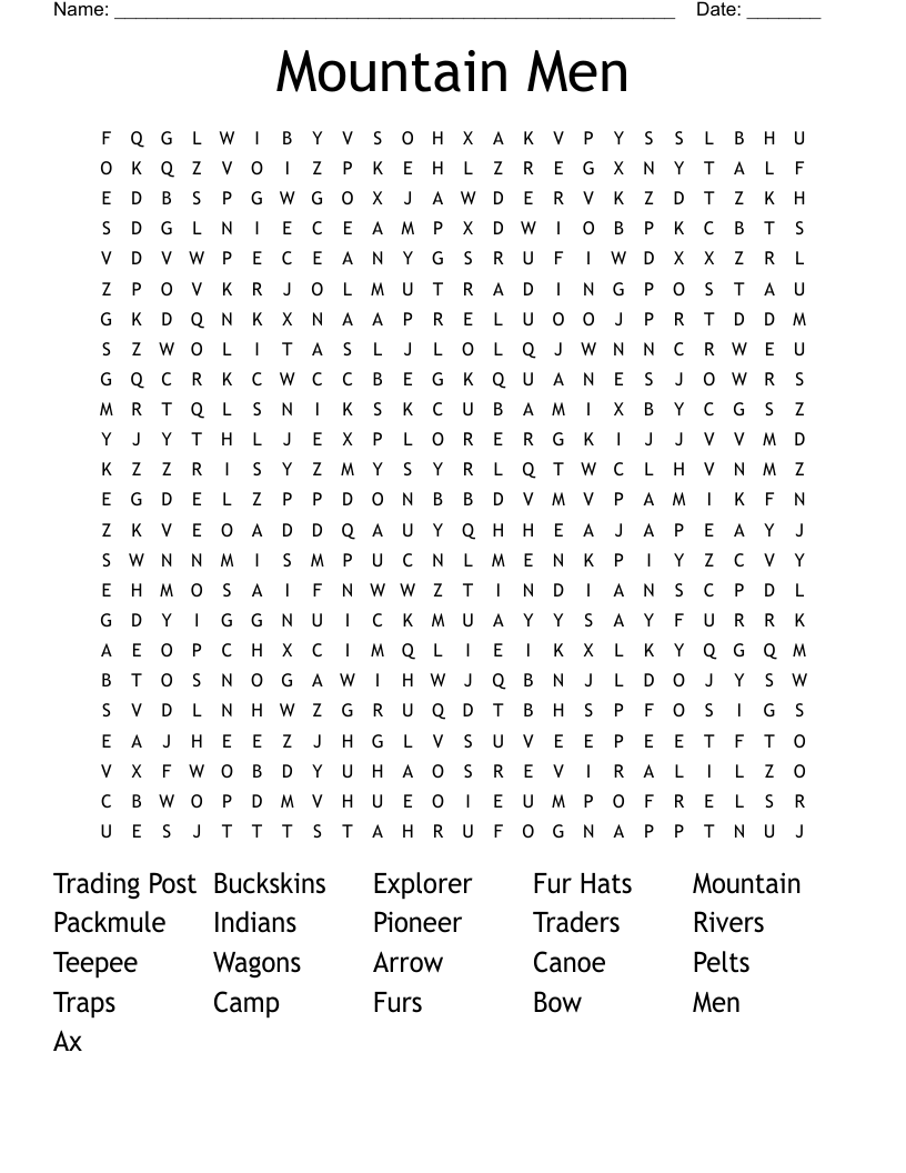 Mountain Men Word Search