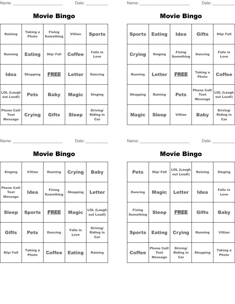 Movie Bingo