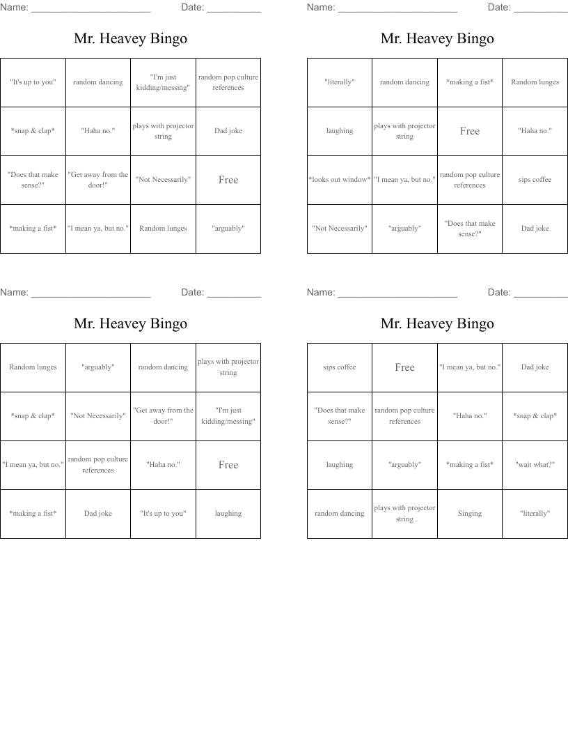 Mr. Heavey Bingo