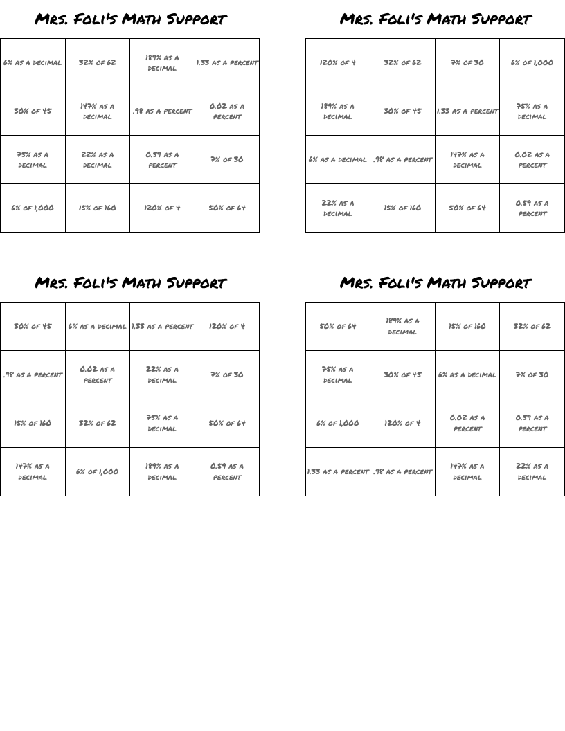 Mrs. Foli's Math Support