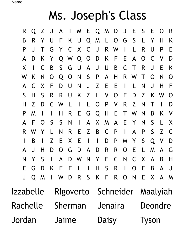 Ms. Joseph's Class Word Search