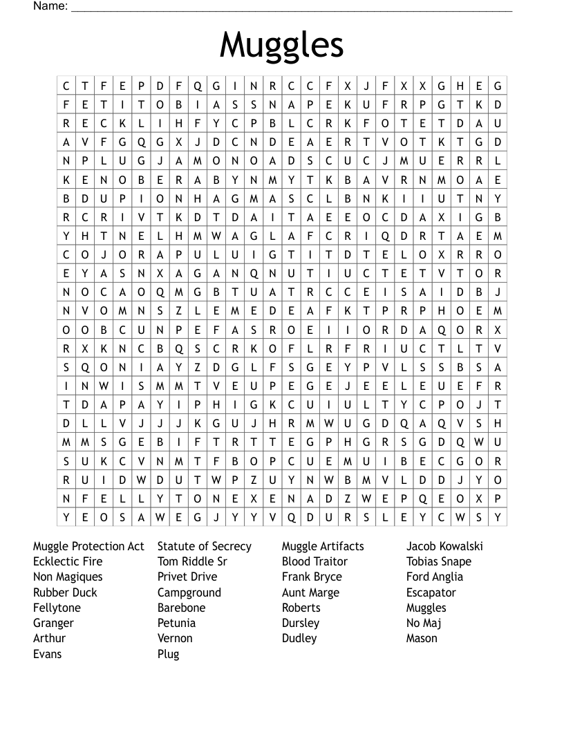Muggles Word Search