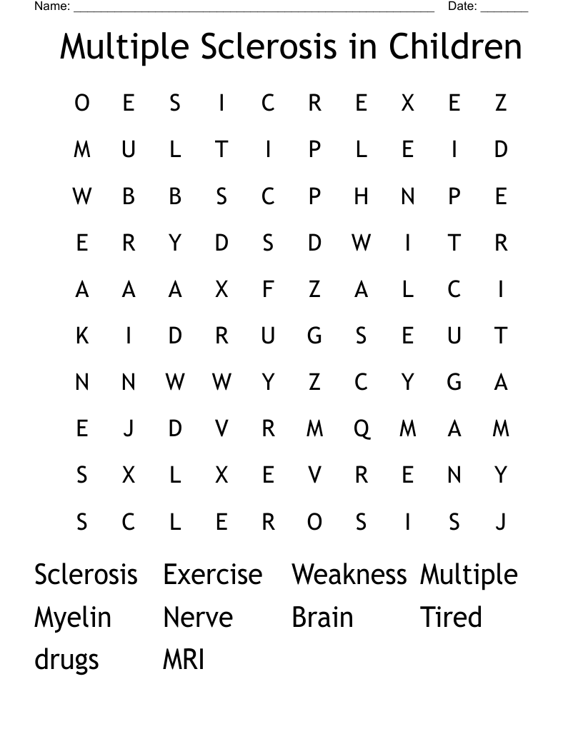Multiple Sclerosis in Children Word Search