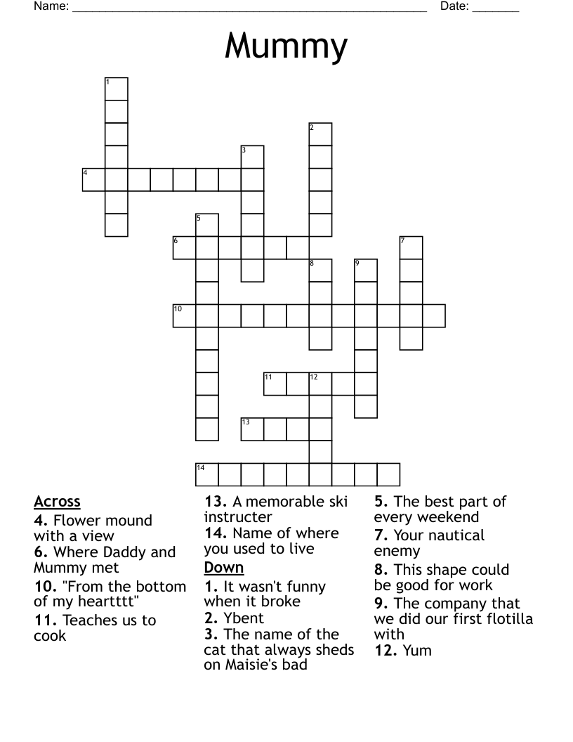 Mummy Crossword WordMint