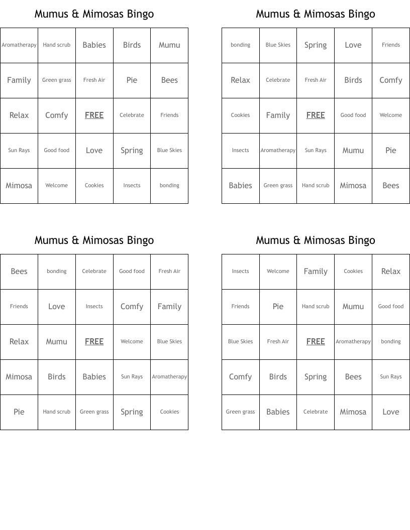 Mumus &  Mimosas Bingo