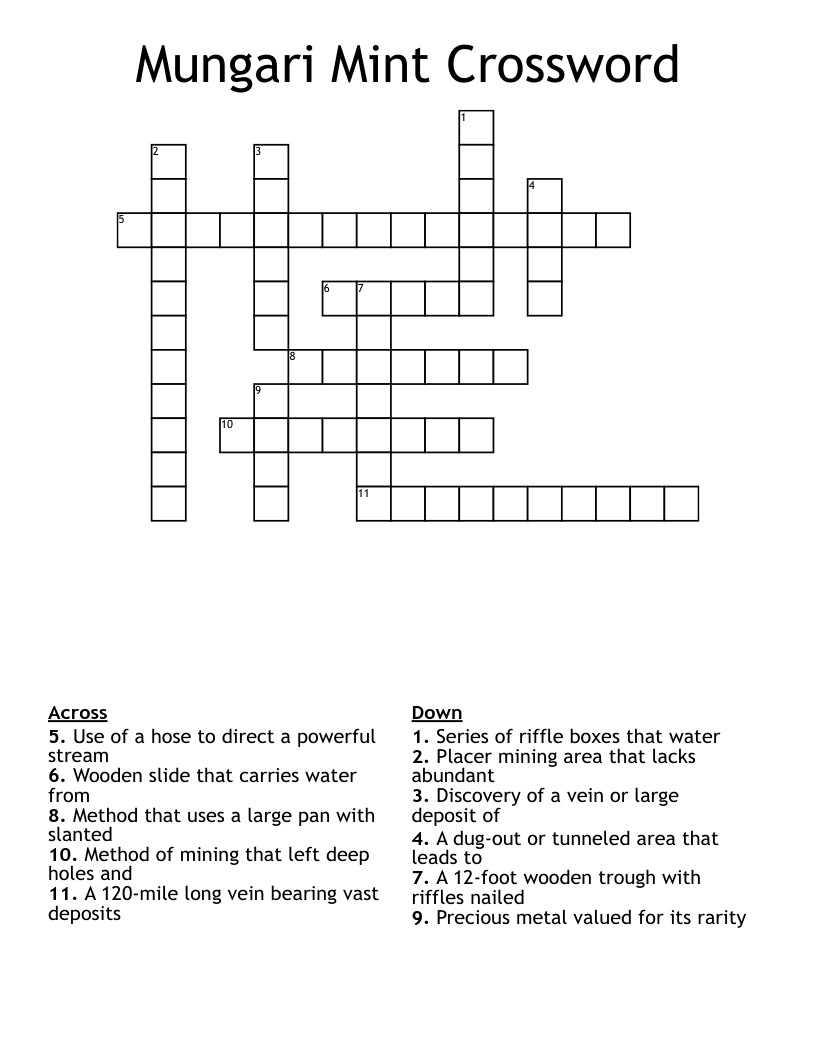 Mungari Mint Crossword WordMint