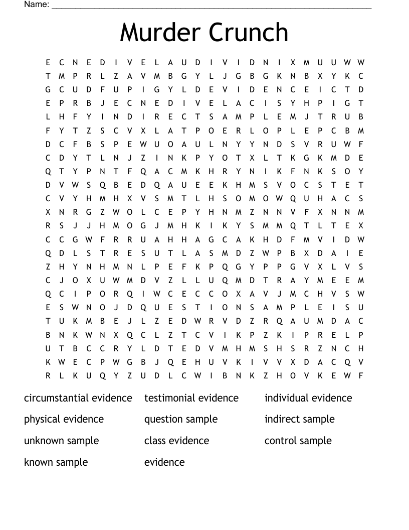 Murder Crunch Word Search