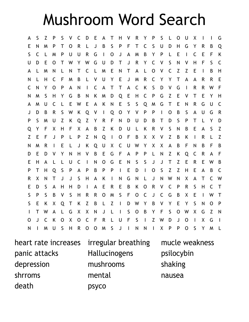 Mushroom Word Search