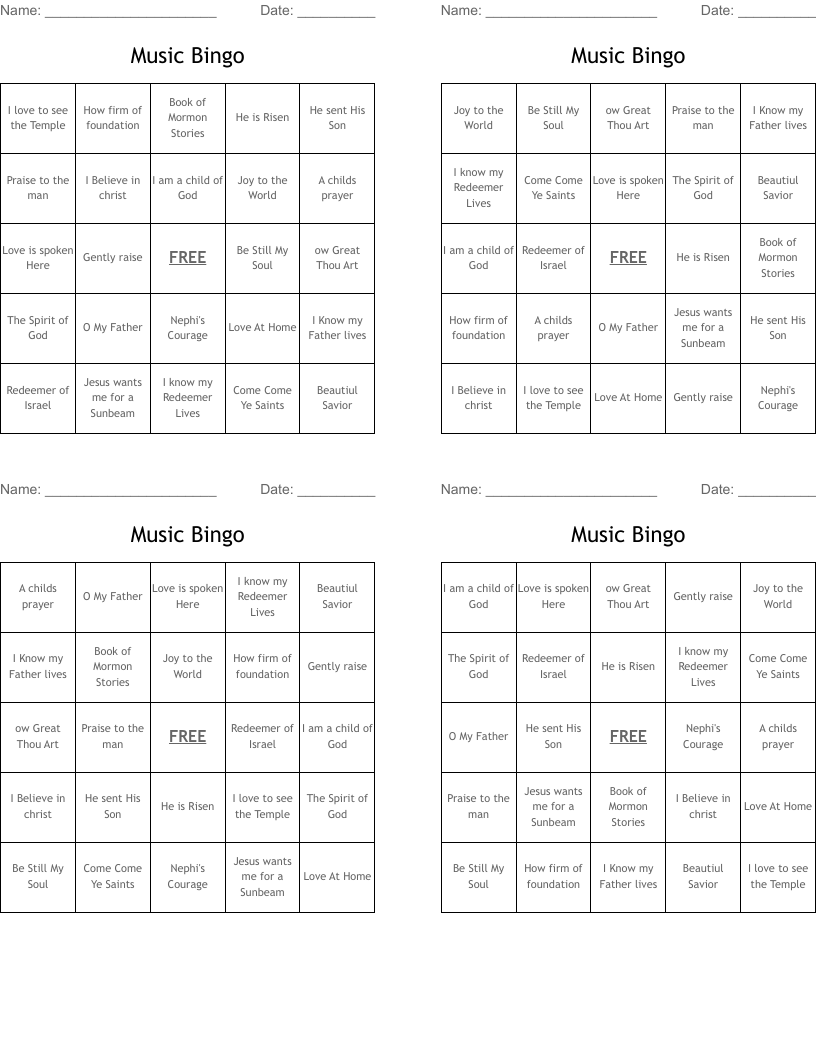 Music Bingo