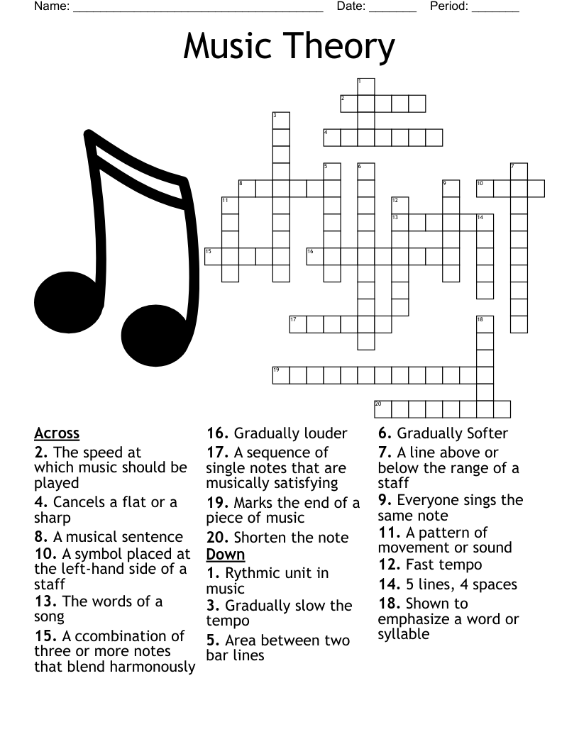 Music Theory Crossword - WordMint