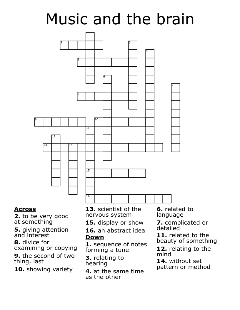 Music and the brain Crossword