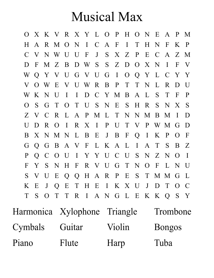 Musical Max  Word Search