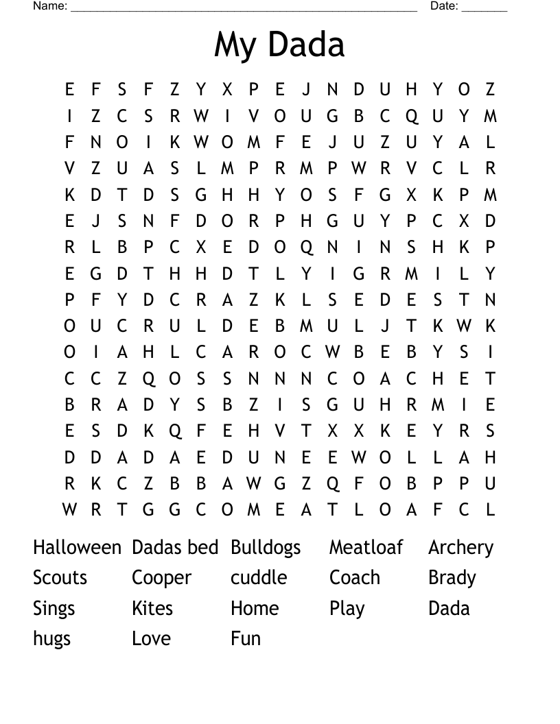 My Dada Word Search
