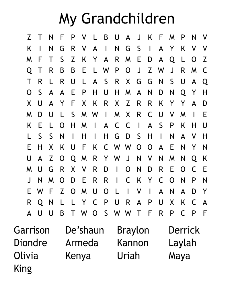 My Grandchildren  Word Search