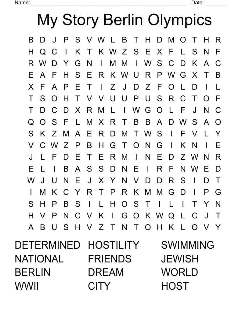 My Story Berlin Olympics  Word Search