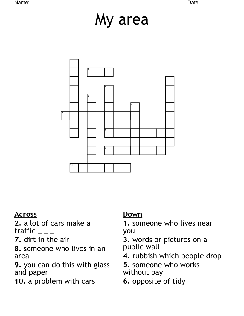 My area Crossword WordMint