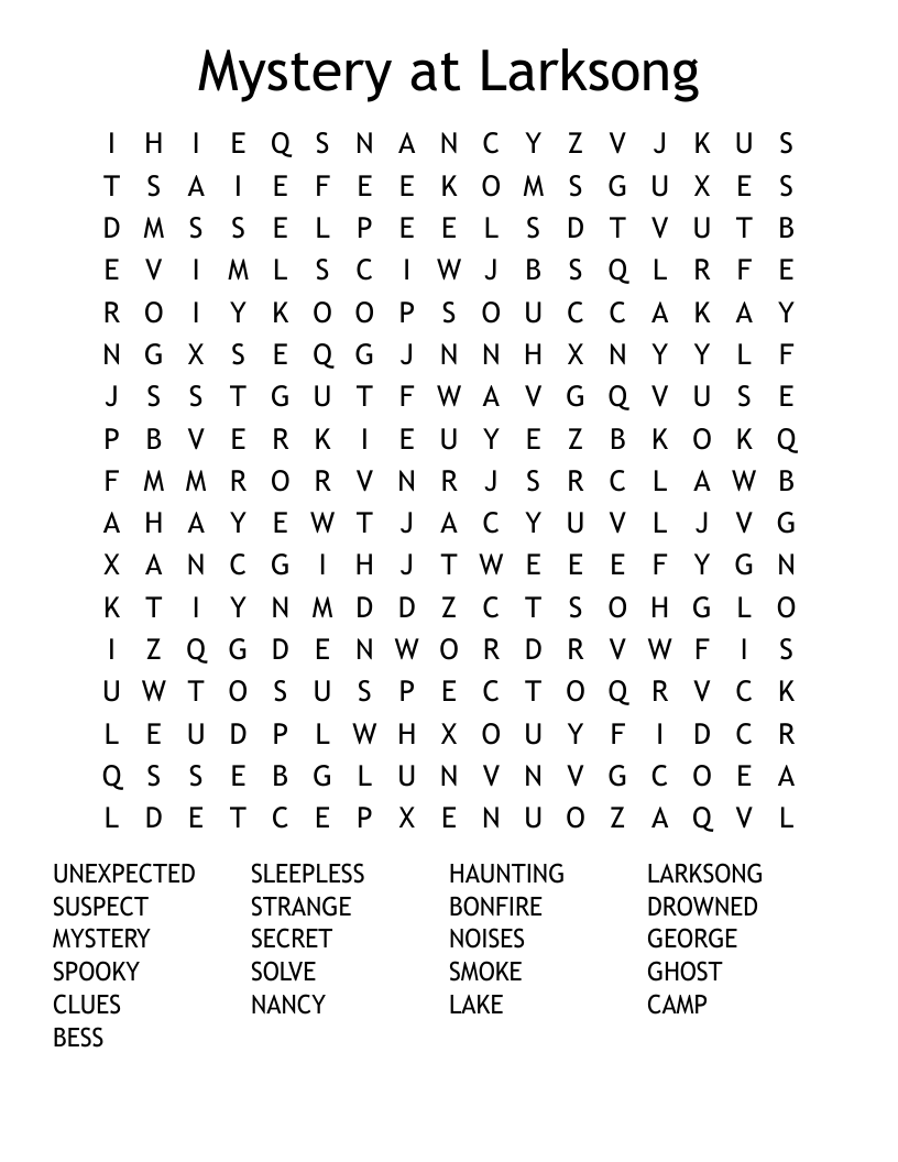 Mystery at Larksong Word Search