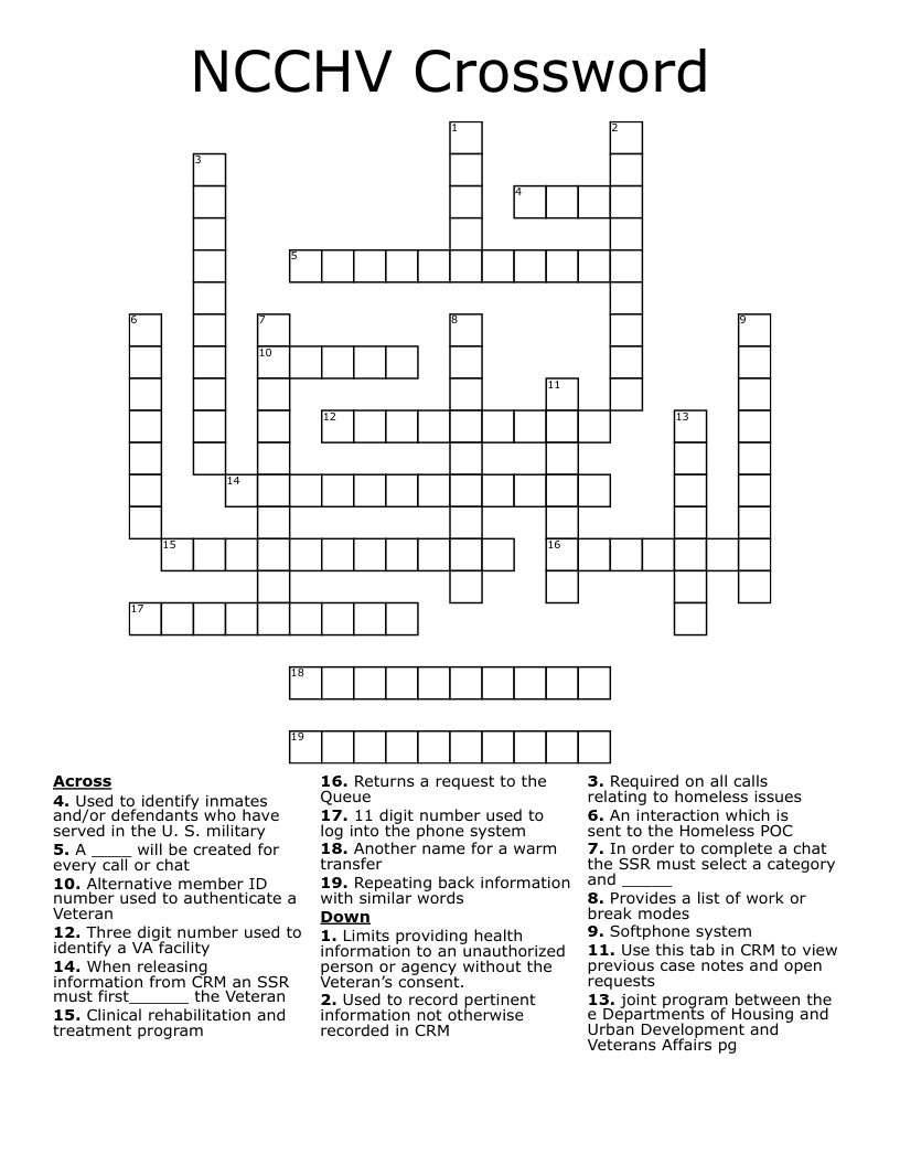 NCCHV Crossword WordMint