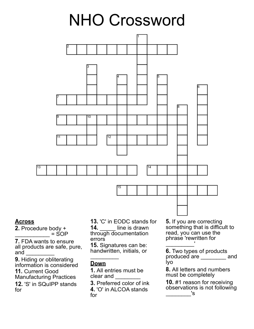 NHO Crossword 