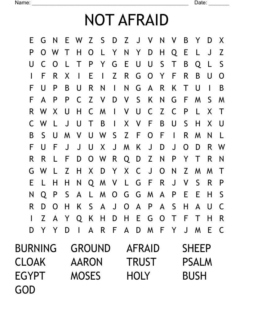 NOT AFRAID Word Search