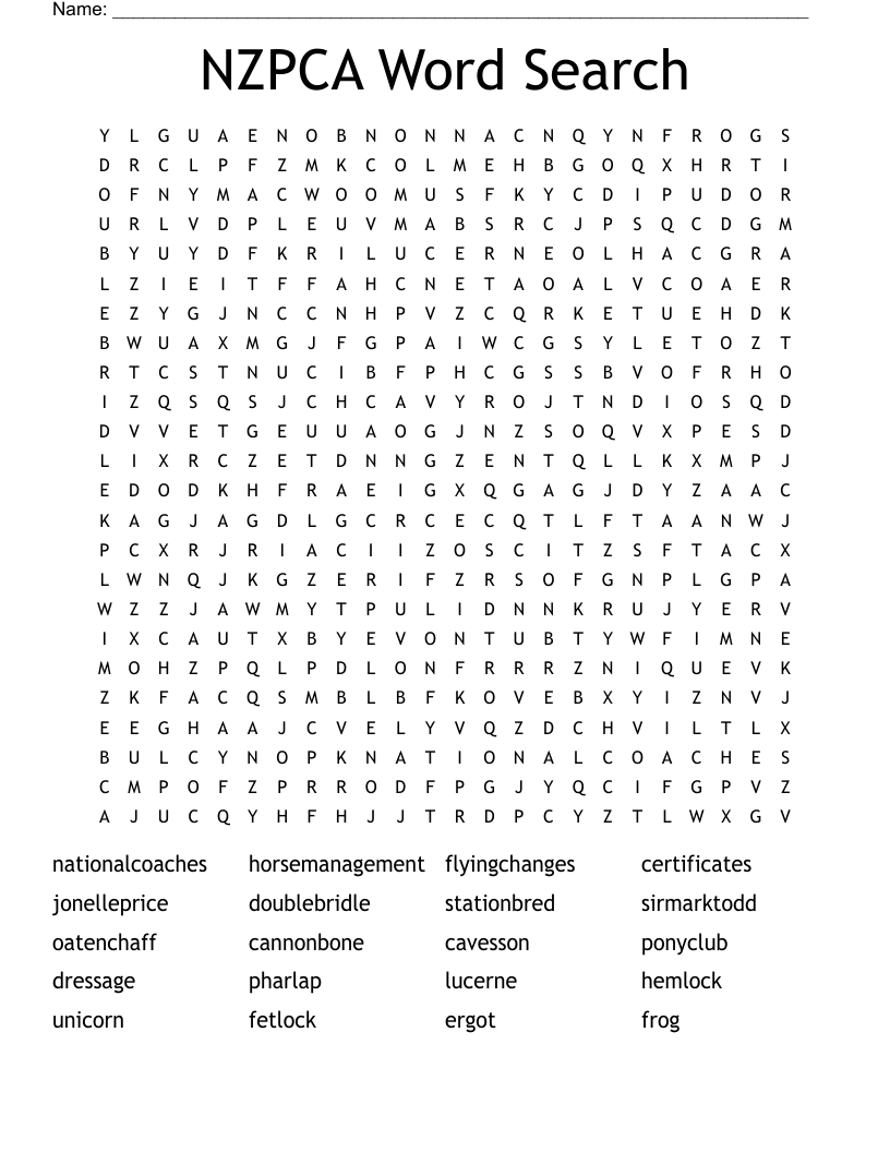 NZPCA Word Search 