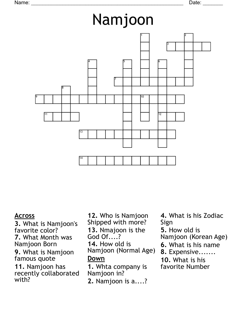 Namjoon Crossword