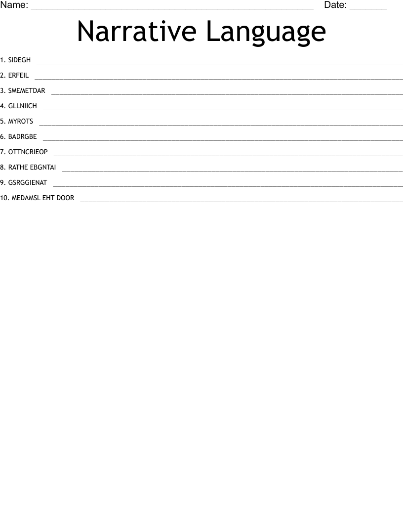 Narrative Language Word Scramble