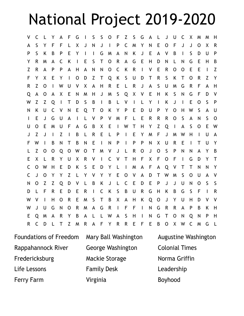 National Project 2019-2020 Word Search
