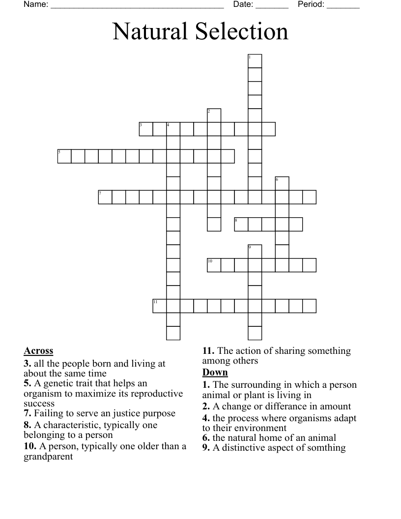 Natural Selection Crossword
