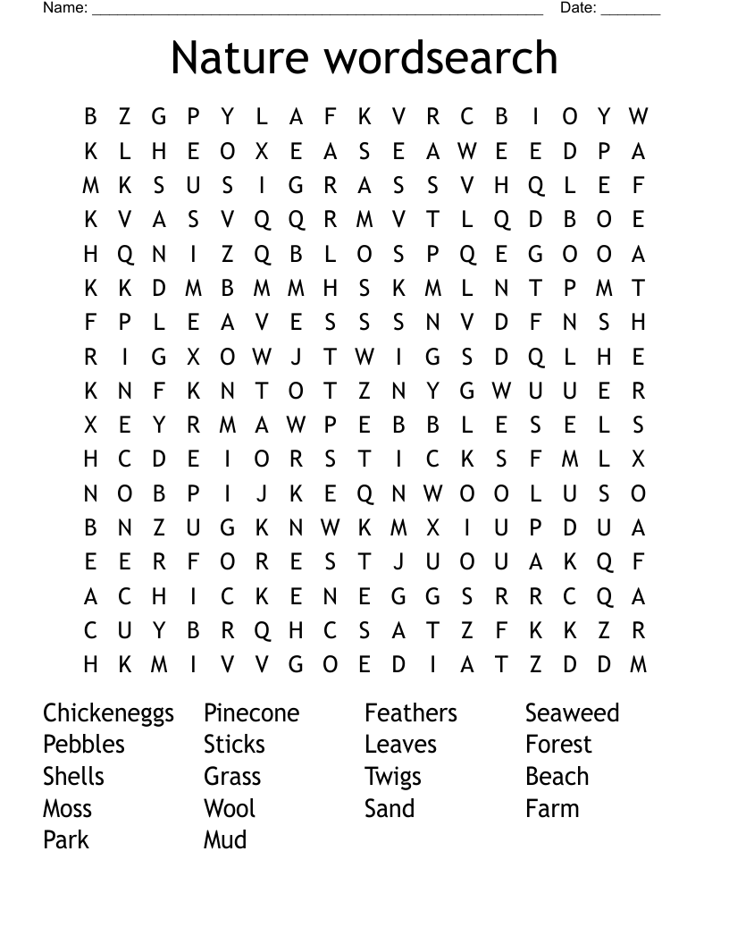 Nature wordsearch