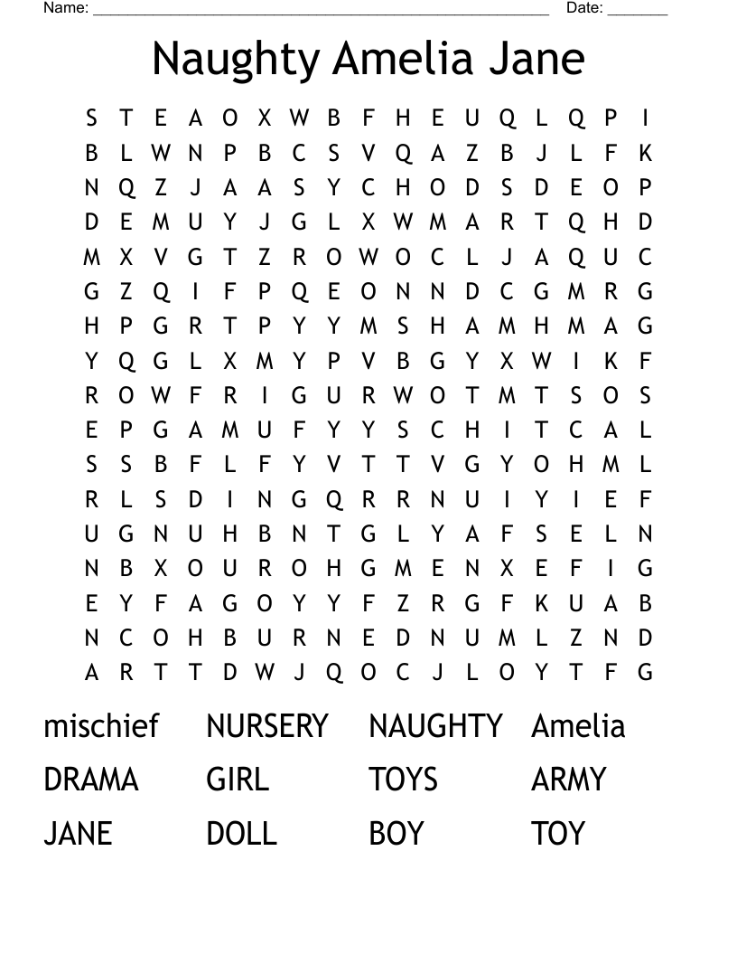 Naughty Amelia Jane  Word Search