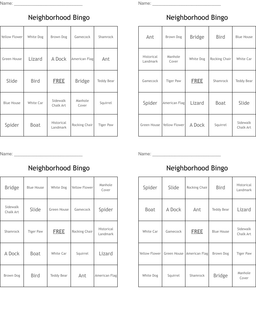 Neighborhood Bingo