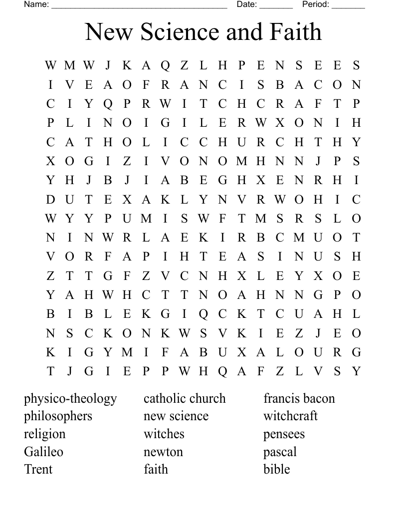 New Science and Faith Word Search
