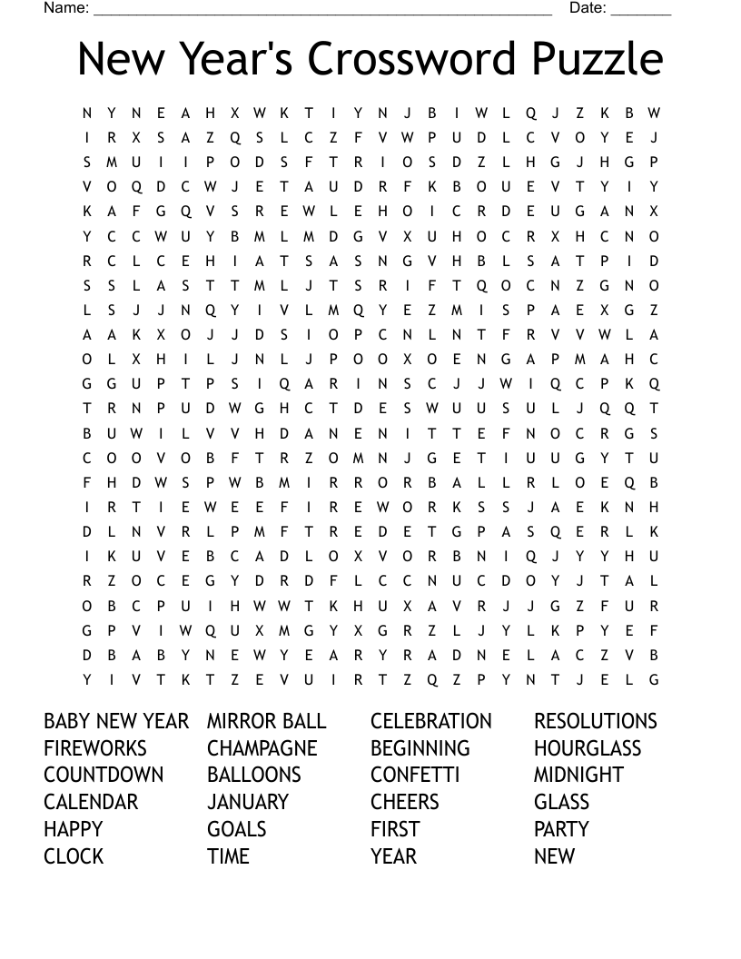 Happy New Year Word Search WordMint