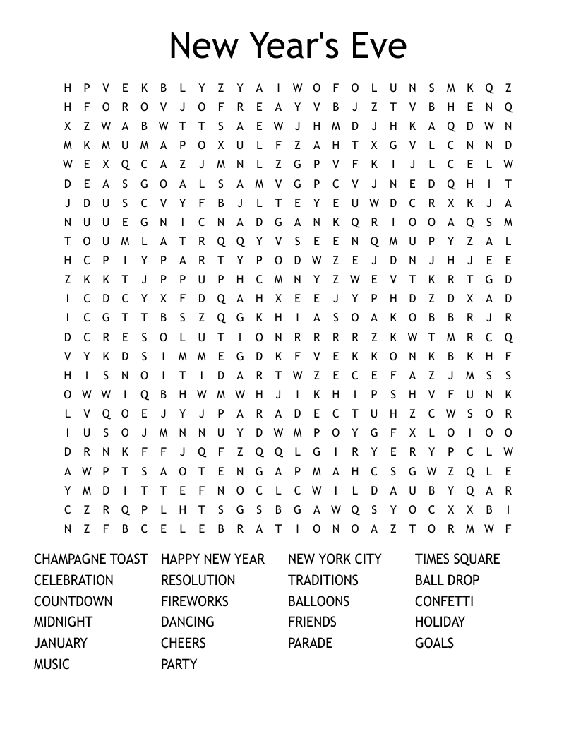 New Years Word Scramble WordMint