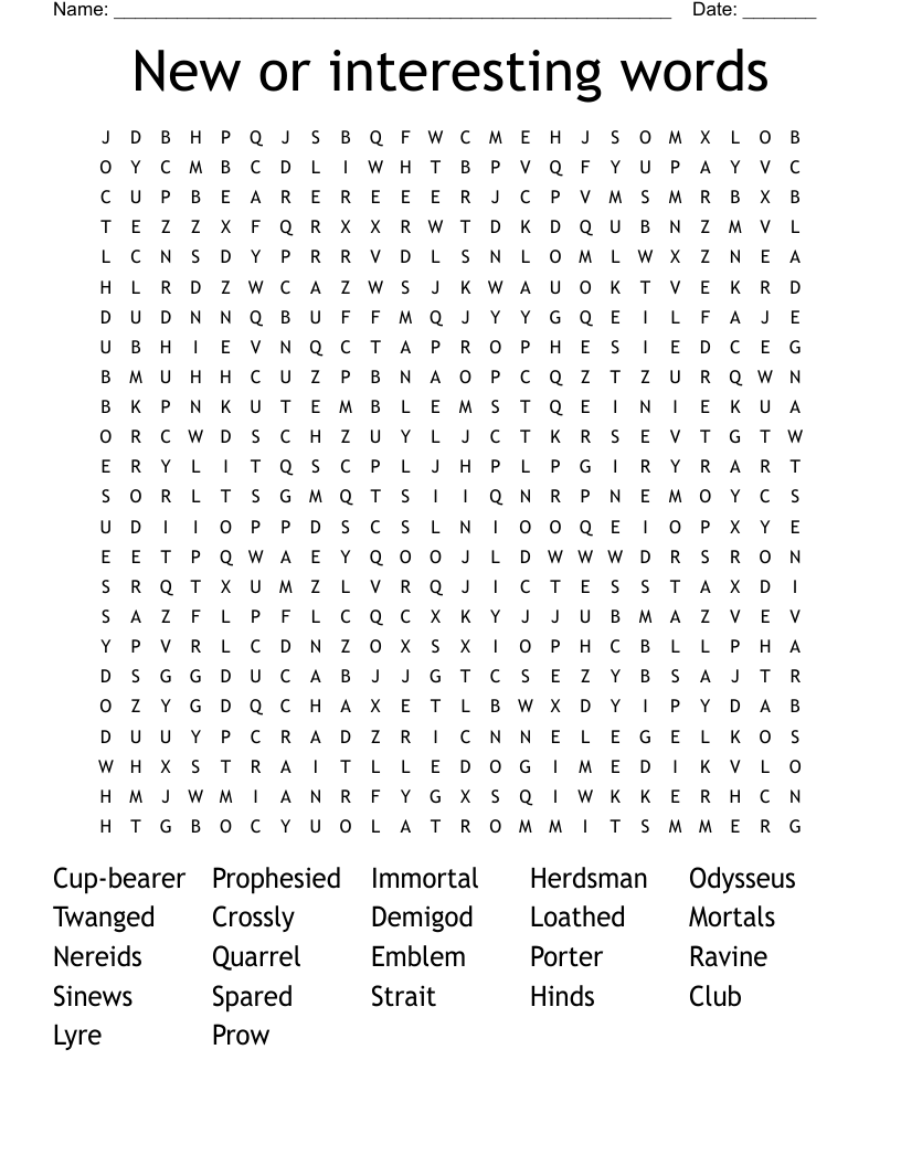 New or interesting words