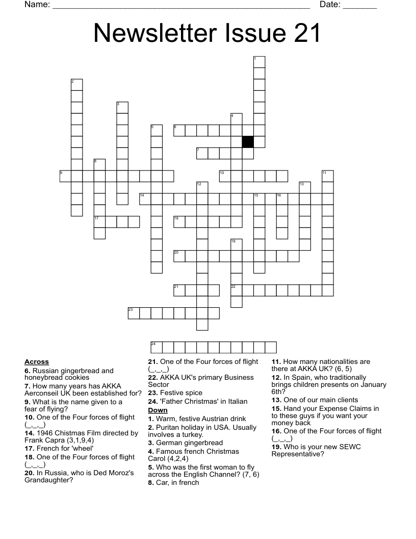 Newsletter Issue 21 Crossword - WordMint